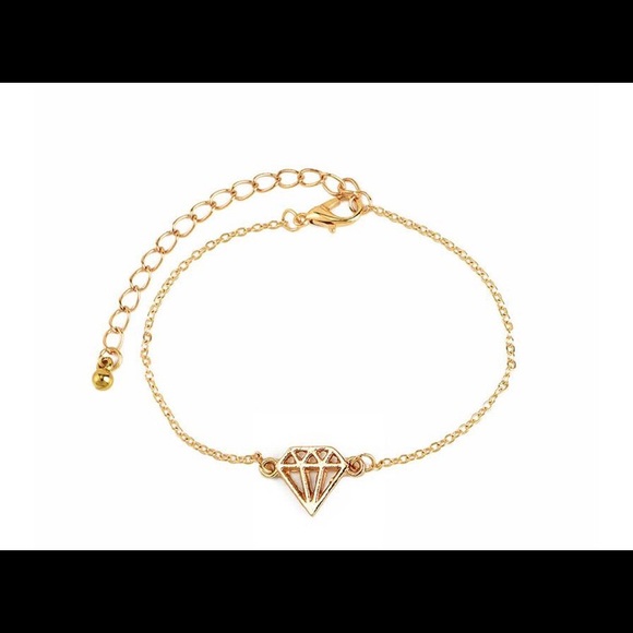 LAST ONE Gold Bracelet Diamond Knot Circle Leaf - Picture 2 of 5